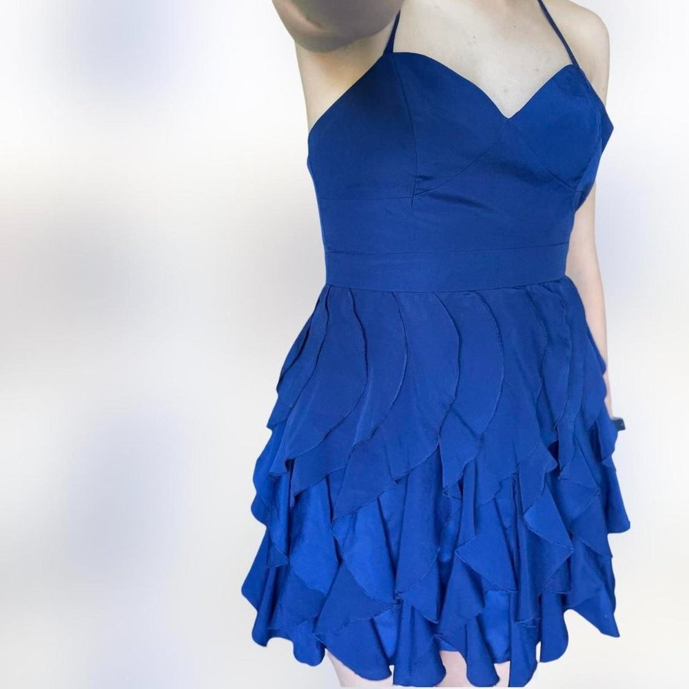 forever 21 sweetheart cobalt blue ruffle mini dress
